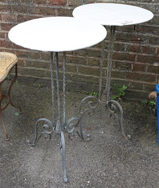 Pair wrought iron tables